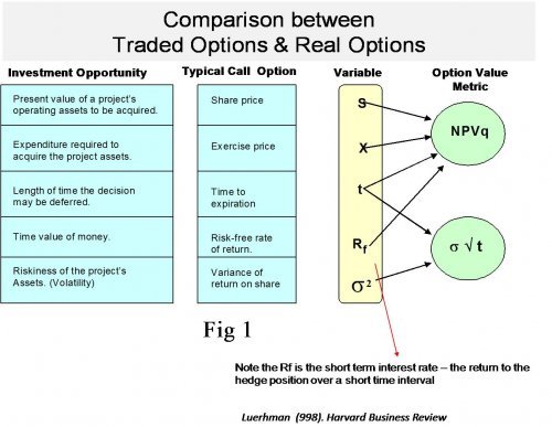 Real Options Analysis - comparison between traded options and real options